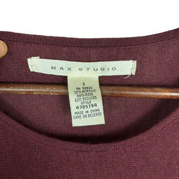 Max Studio Red Burgundy Wool Blend Hi Low Tunic Women's Small - Picture 2 of 4